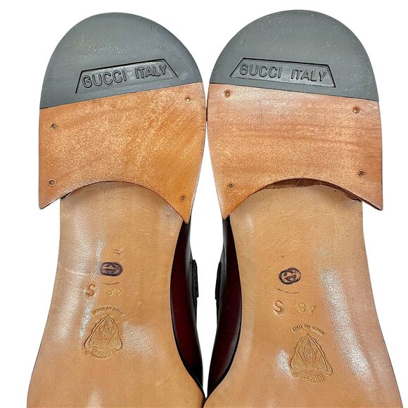 NOS Vintage GUCCI Leather 1953 Horsebit Web Striped Men's Loafers EU48 - Picture 14 of 16